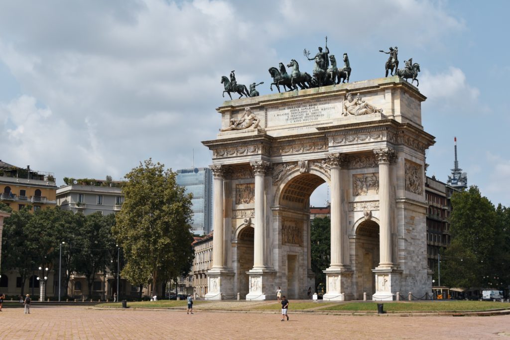 Arco della Pace Milan engraving with febo